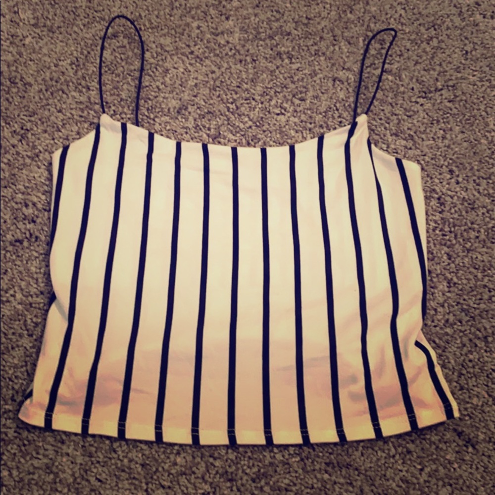 Black and white striped crop top